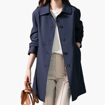 Damen Wintermantel Klassisch Button-Up