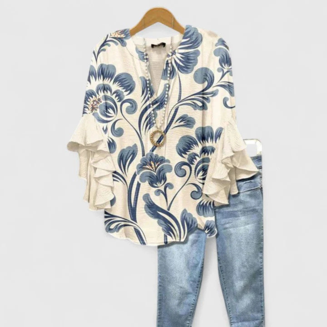 Damen Blumen Rüschenärmel Casual Leicht - Norvielle