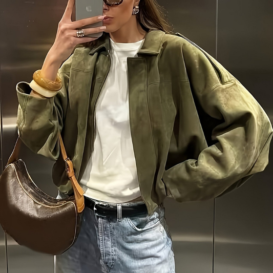 Norvielle Herren Bomberjacke Grün Oversize - Norvielle