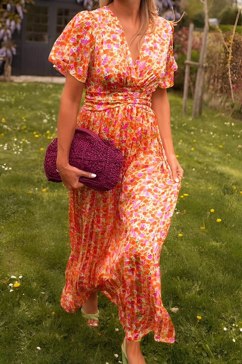 Damen Maxi-Kleid Blumenmuster Sommer Farben