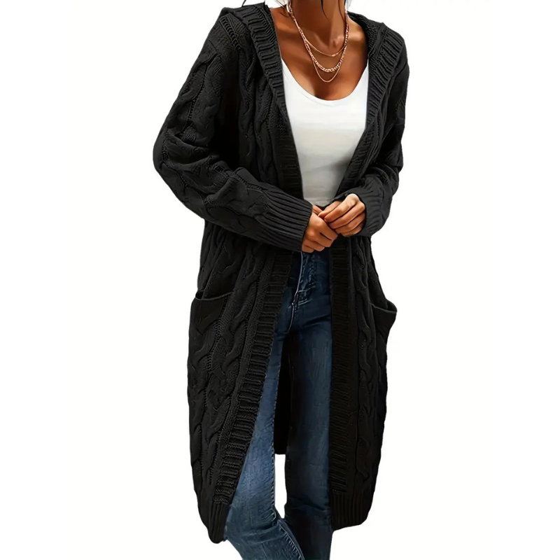 Damen Cardigan Lang Strickjacke Mit Taschen
