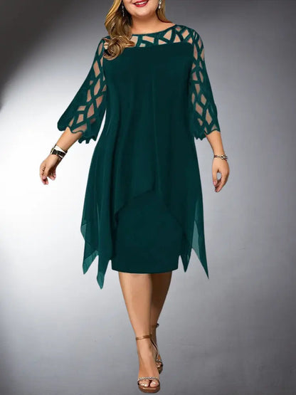 Elegantes Damen Midi-Kleid aus Spitze Plus Size