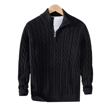Calvin Herren Strickpullover Kabelstrick Reißverschluss Klassisch