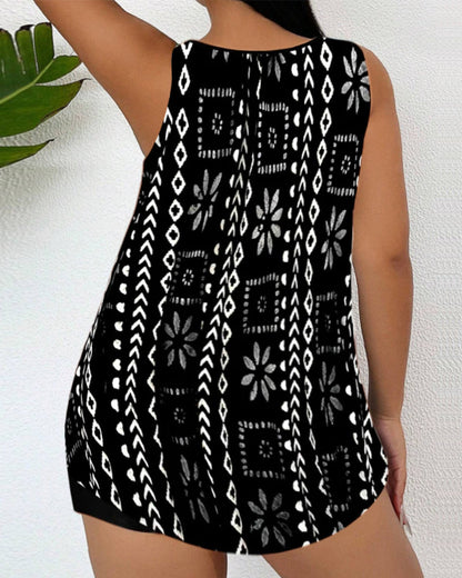 Norvielle Damen Zweiteiliges Tankini Gedruckt