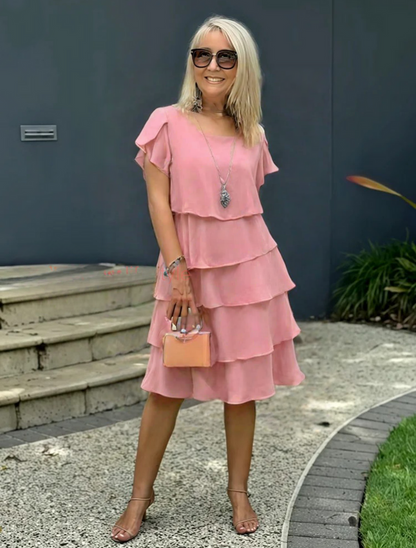 Damen Midikleid mit Rüschen und Lagen für besondere Anlässe