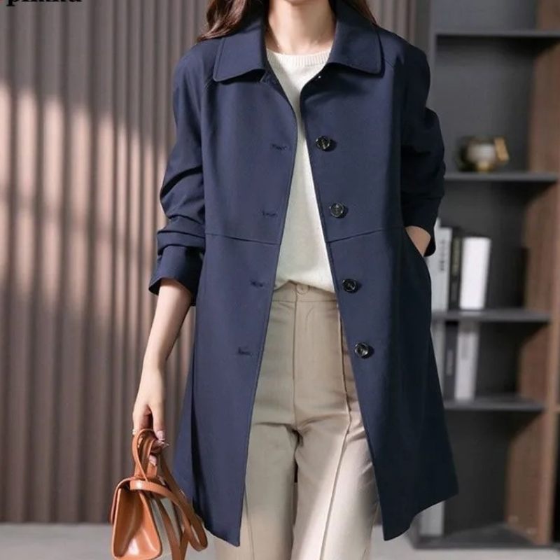 Norvielle Damen Trenchcoat Kurz Wasserabweisend Schwarz - Norvielle