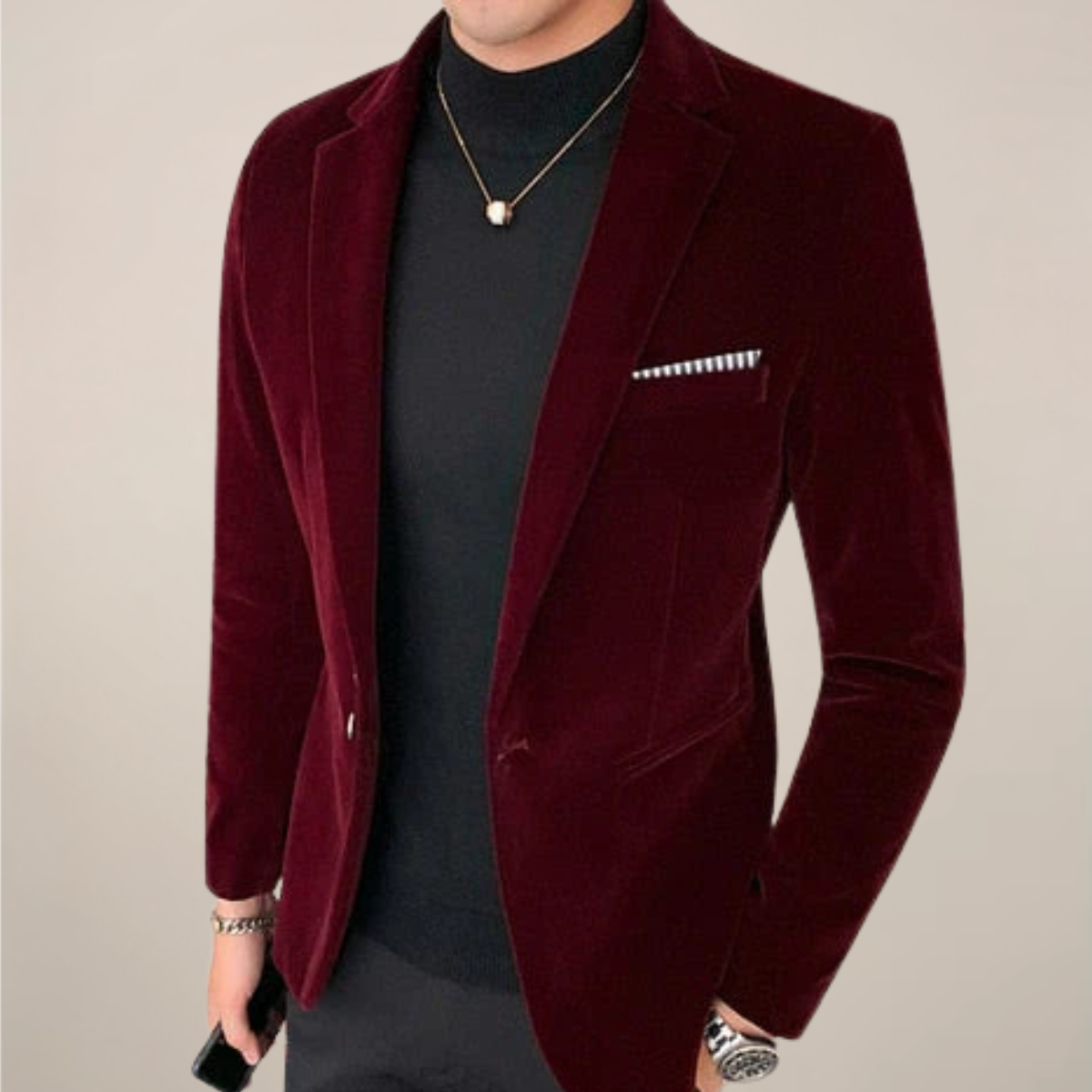 Herren Blazer Ein-Knopf-Revers Schlanke Passform