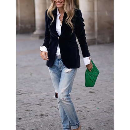 Norvielle Damen Blazer Samtvelour Casual - Norvielle