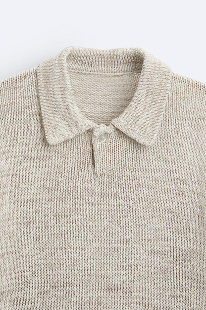 Herren Poloshirt Gestrickt Vintage-Look