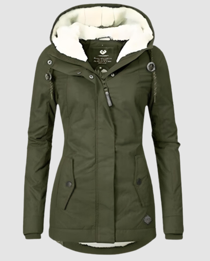 Damen Lange Gefütterte Winterjacke