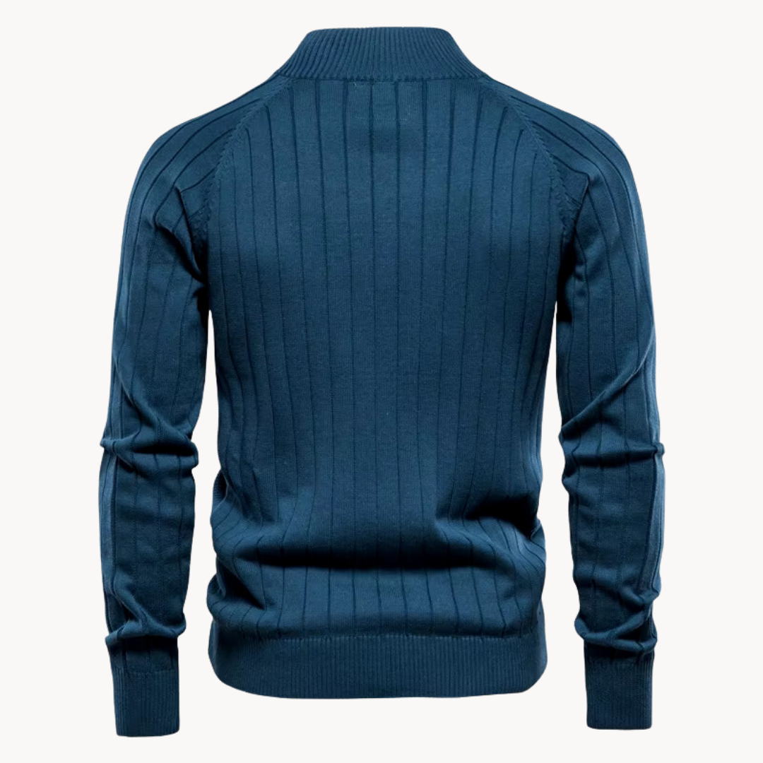 Herren Pulloverjacke Strukturiert Stehkragen Zip