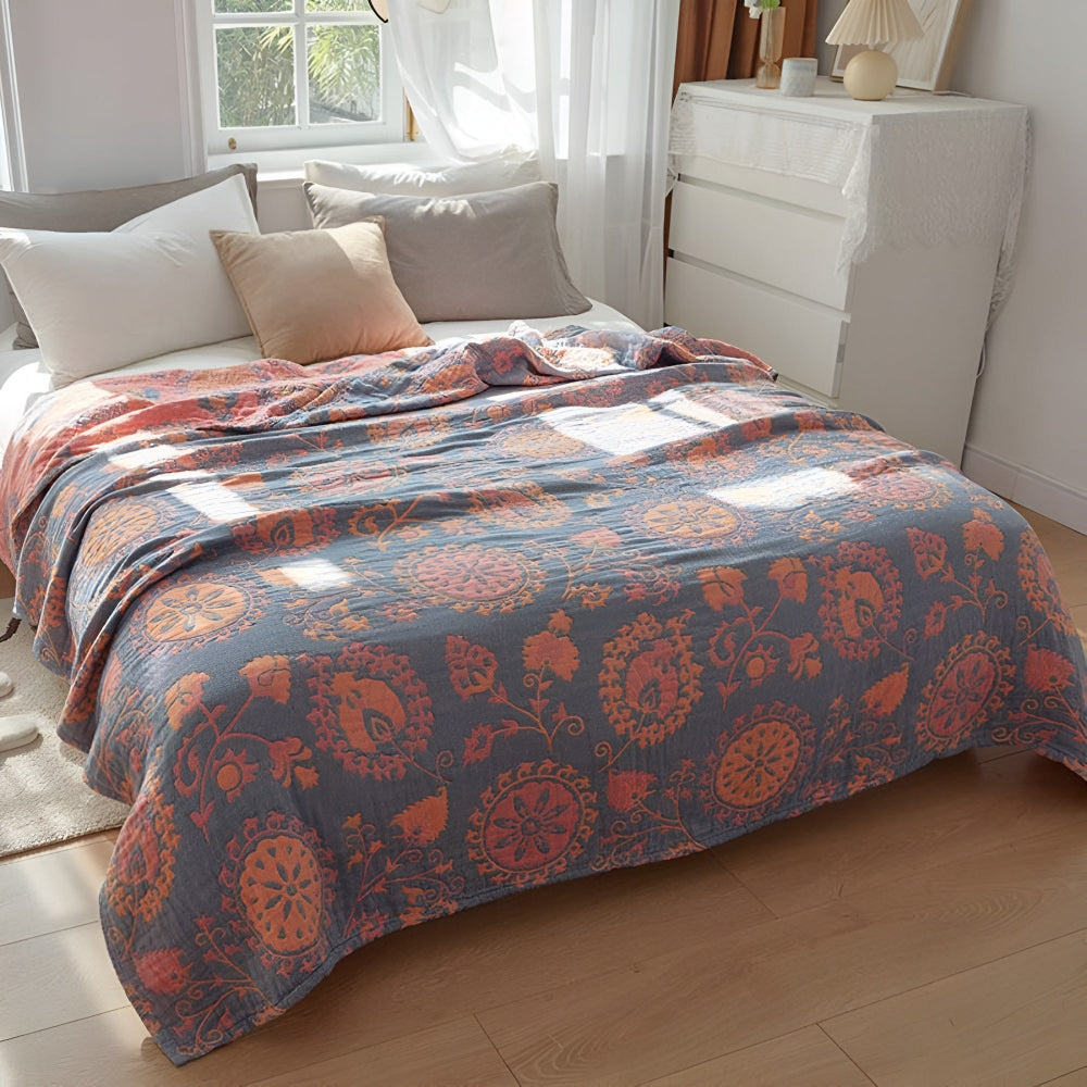 Rustikales Wende-Blanket Baumwolle Blumenmuster