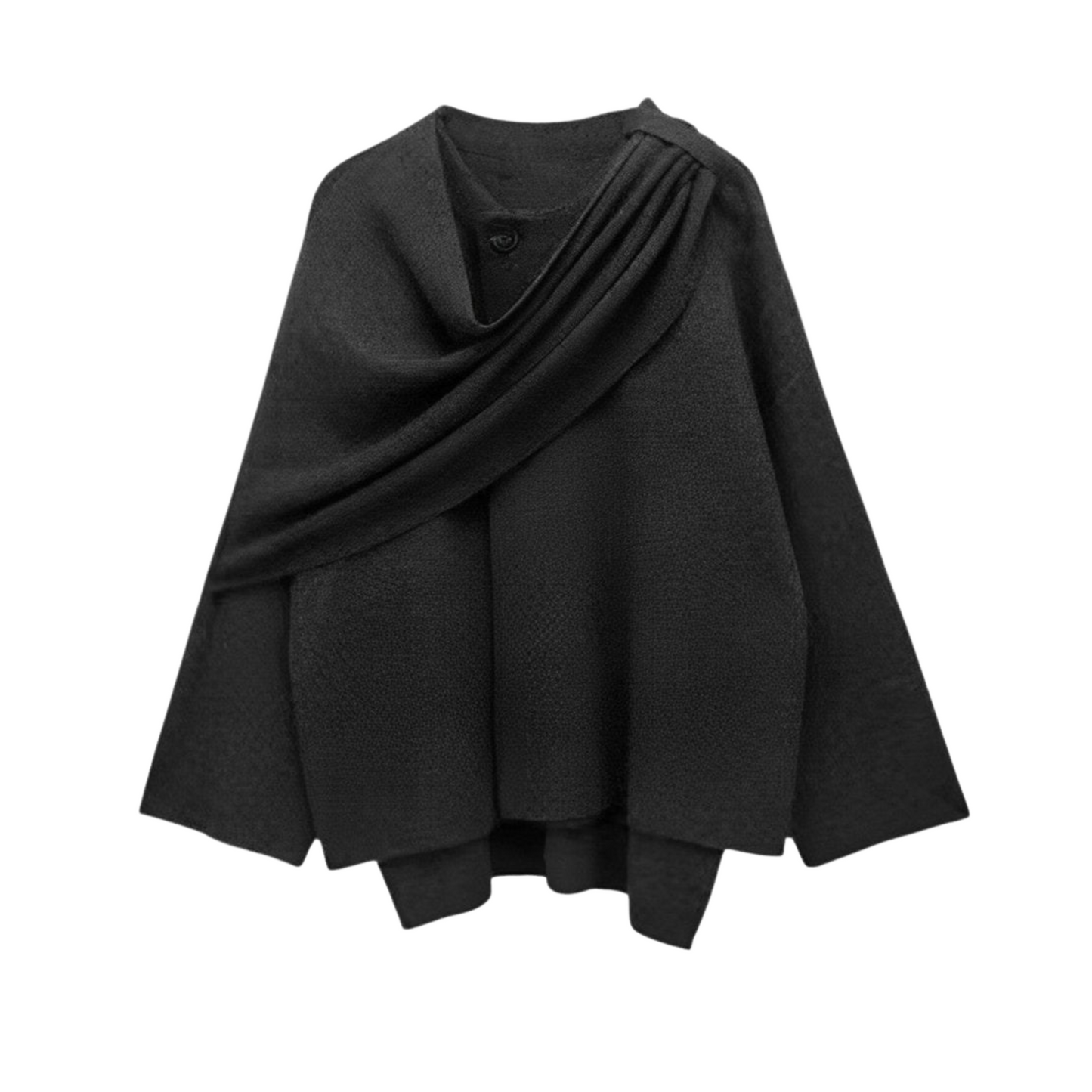 Damen Cape-Mantel Elegantes Drapieren Schwarz - Norvielle