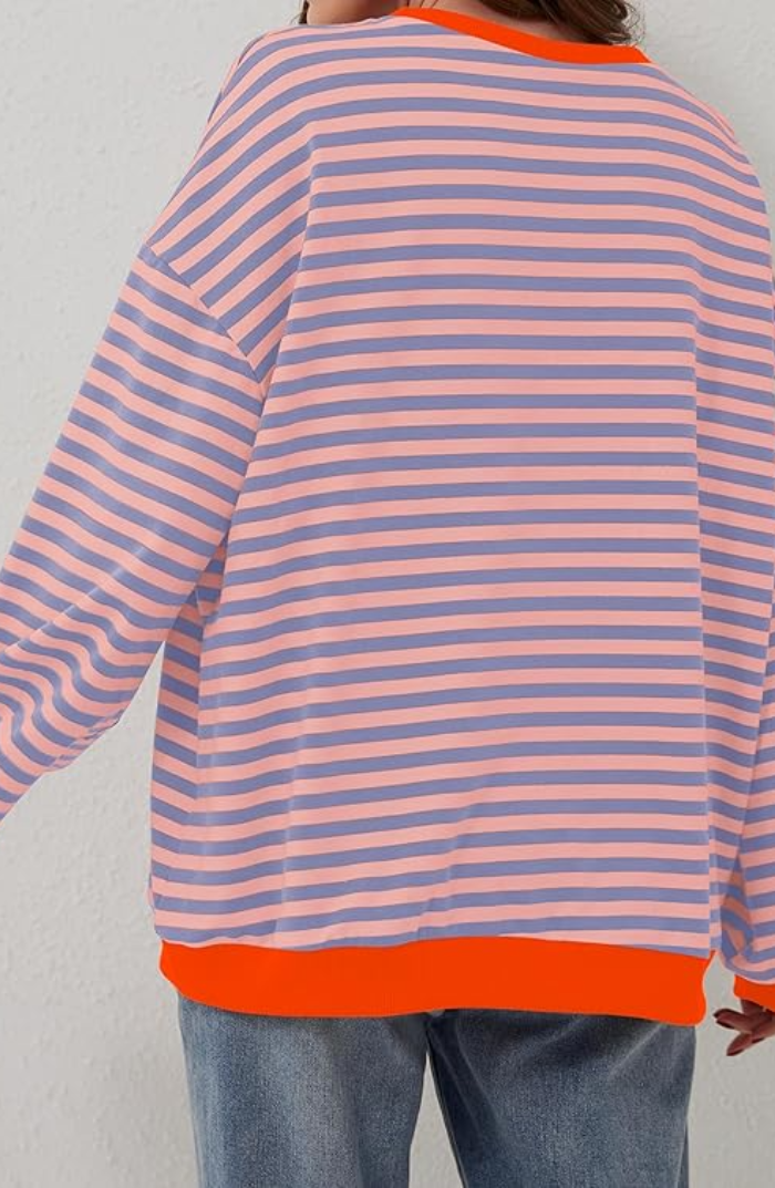 Norvielle Damen Klassischer Strickpullover Streifen