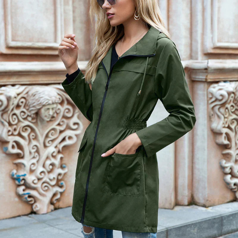 Damen Trenchcoat Leicht Wasserabweisend Verstellbar