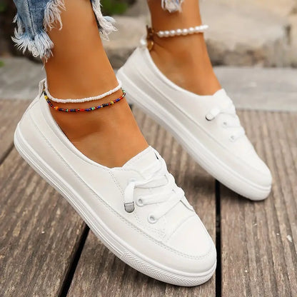 Norvielle Damen Flache Schuhe Rutschfeste Sohle Runde Spitze