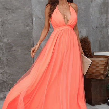 Damen Langkleid V-Ausschnitt Elegant