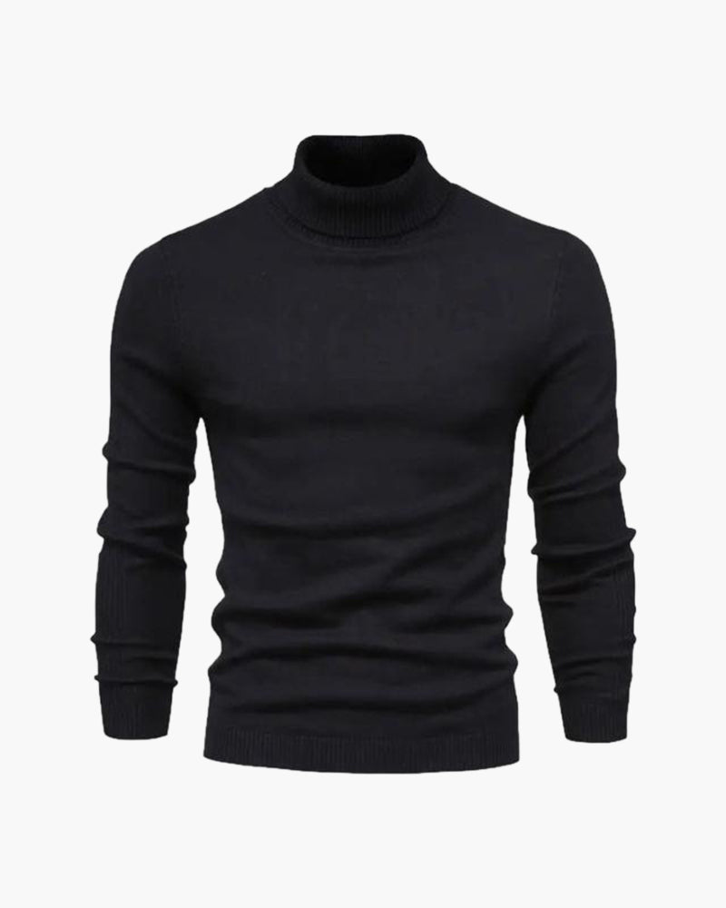 Herren Rollkragen Strickpullover Slim Fit Grau