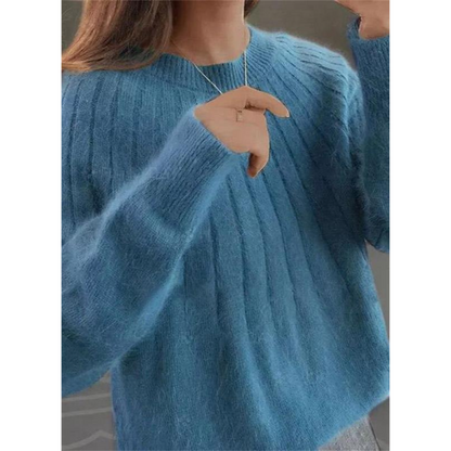 Norvielle Damen Strickpullover Kaschmirweich Rippmuster