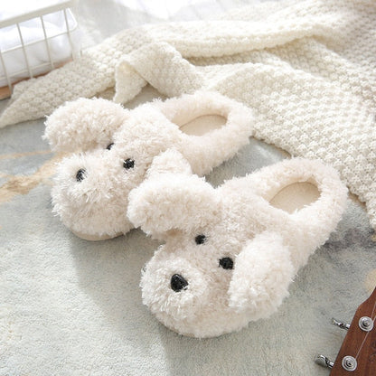 Flauschige Damen Tierpantoffeln Weich Beige