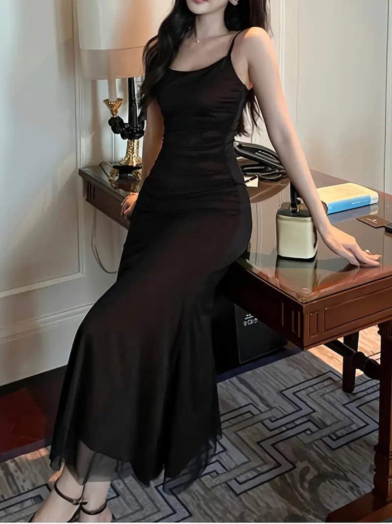 Norvielle Damen Midi-Kleid Ohne Ärmel Glamour Stil