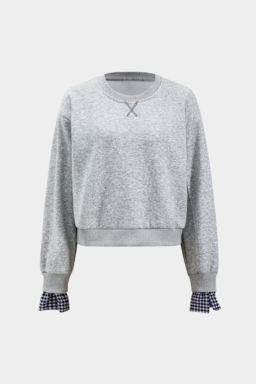 Damen Zweiteiliges Sweat-Set Kariert Grau
