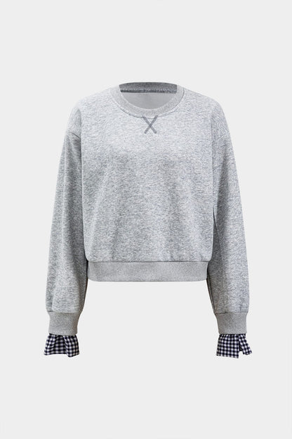 Damen Zweiteiliges Sweat-Set Kariert Grau