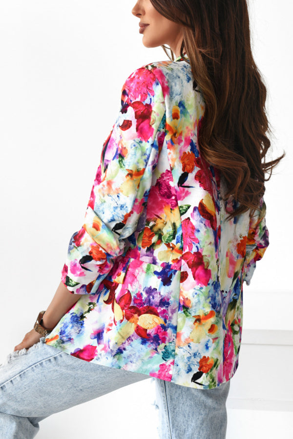 Norvielle Damen Blazer Freizeitanzug Florale Revers