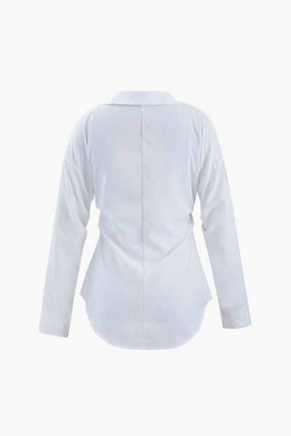 Weißes Damen Oversized-Hemd Klassischer Kragen
