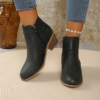 Damen Stiefeletten Hineinschlüpfen Seitlich Reißverschluss