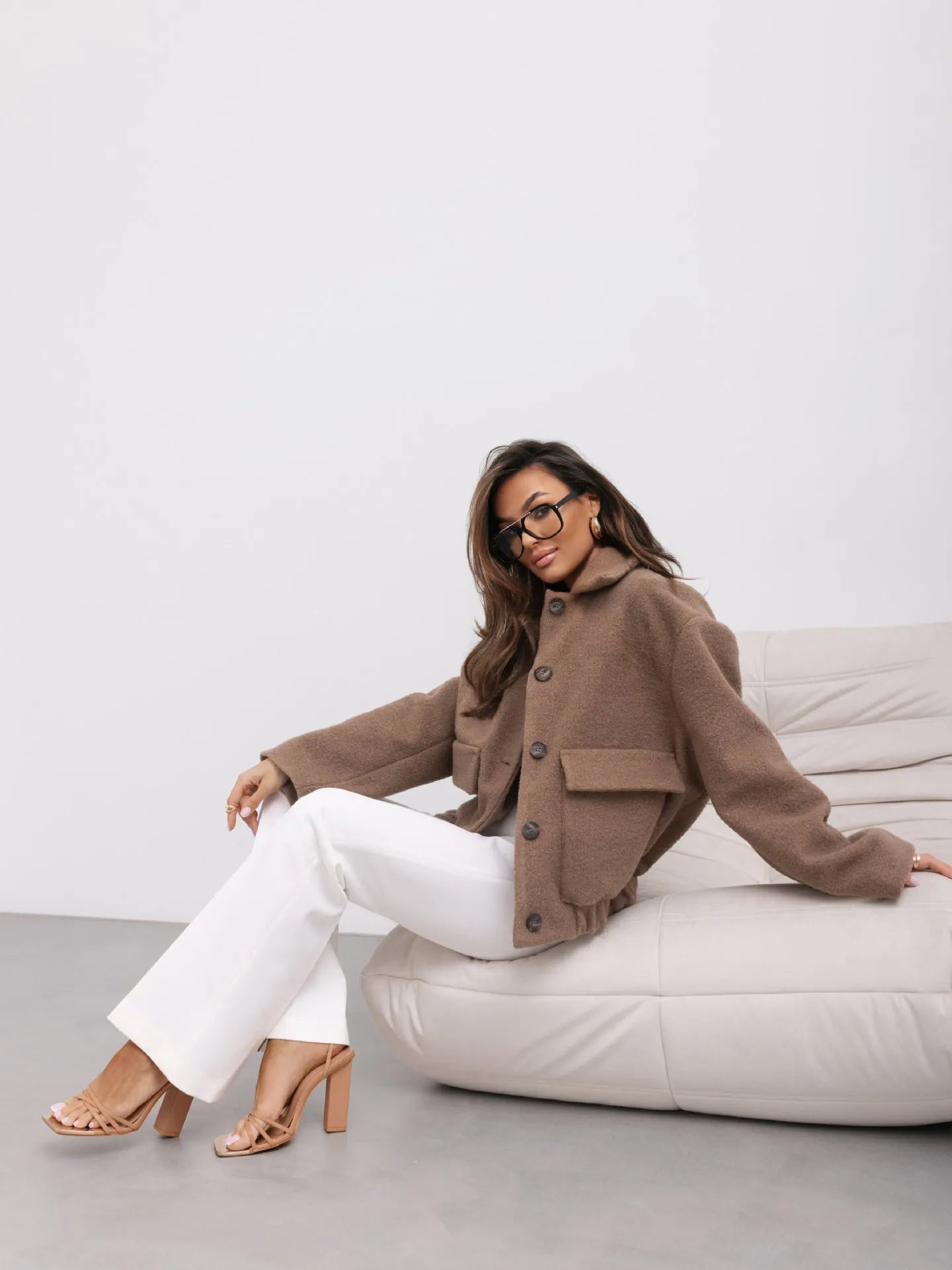 Damen Kurzjacke Große Taschen Stylisch