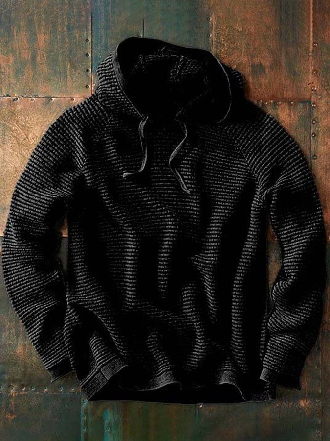 Strick-Hoodie Herren Baumwolle Grau
