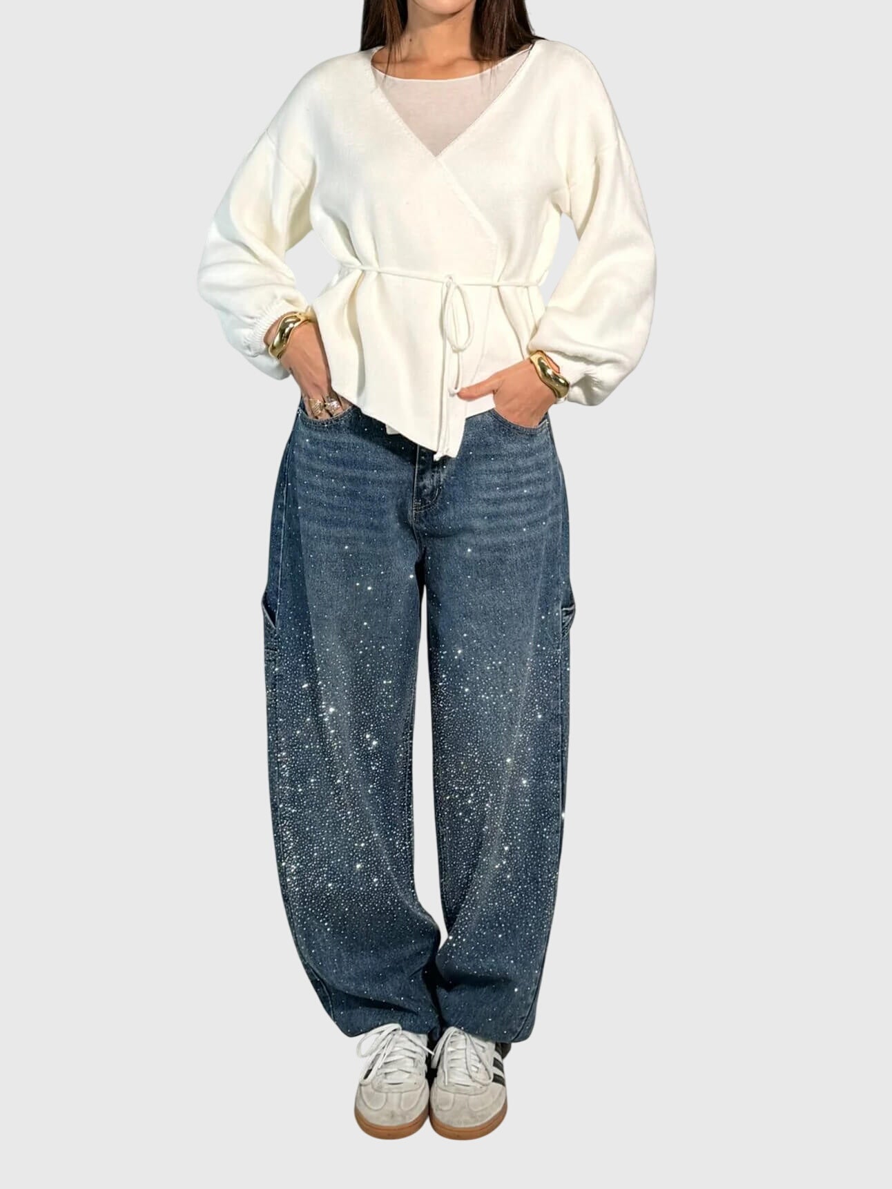 Damen Glänzende Diamant Jeanshose - Norvielle
