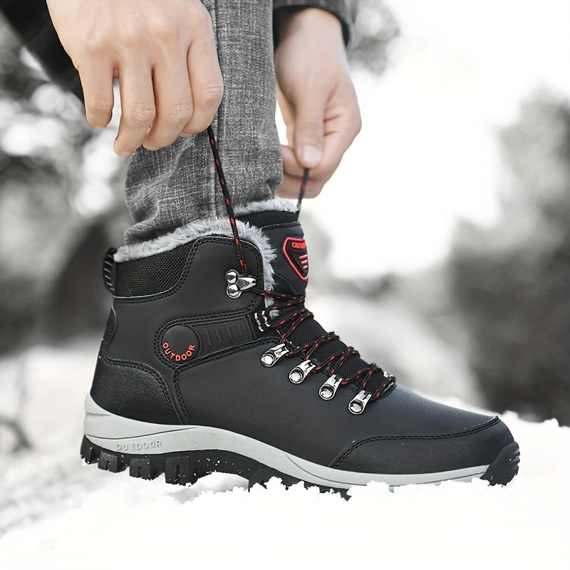 Herren Winterschuhe Schnürstiefel Warmfutter Robust Schwarz - Norvielle