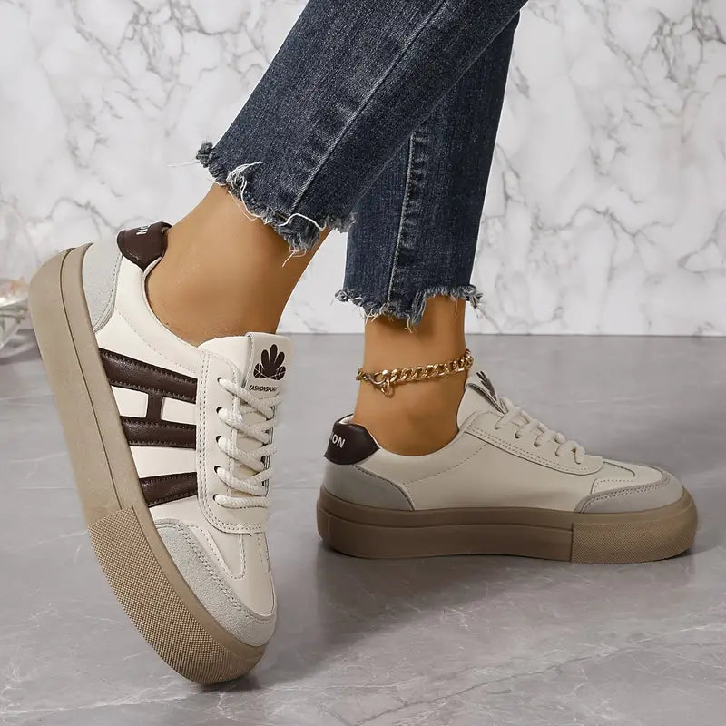 Damen Sneaker Retro Schnürschuhe Bequem