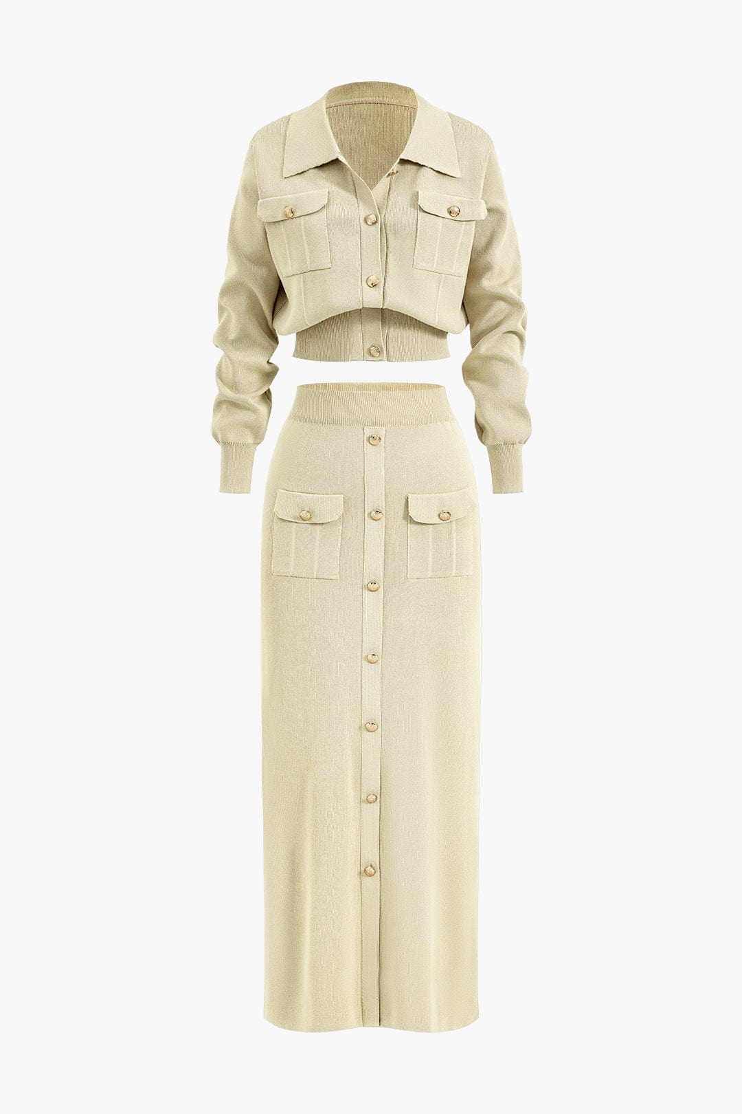 Damen Strick-Set Blazer Rock