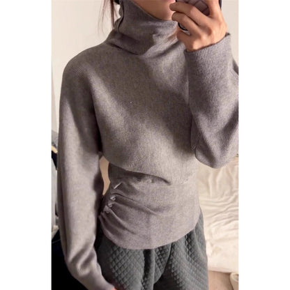 Damen Rollkragenpullover Langarm Gerippt Giada