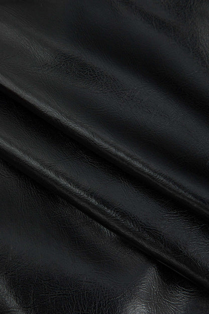 Eleganter Damen Midirock Asymmetrisch Kunstleder Leinen