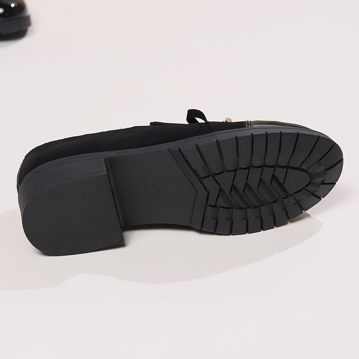 Damen Loafers Schleife Blockabsatz