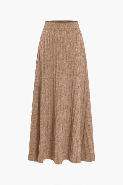 Damen Midi-Rock Plisseefalten Elastischer Bund