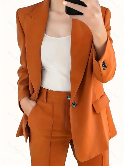 Norvielle Damen Blazer Set mit Erweiterten Hosen und Knopfverschluss - Norvielle