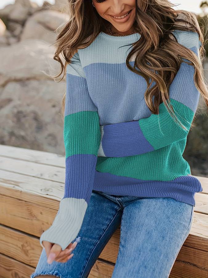 Norvielle Damen Strickpullover Gestreift