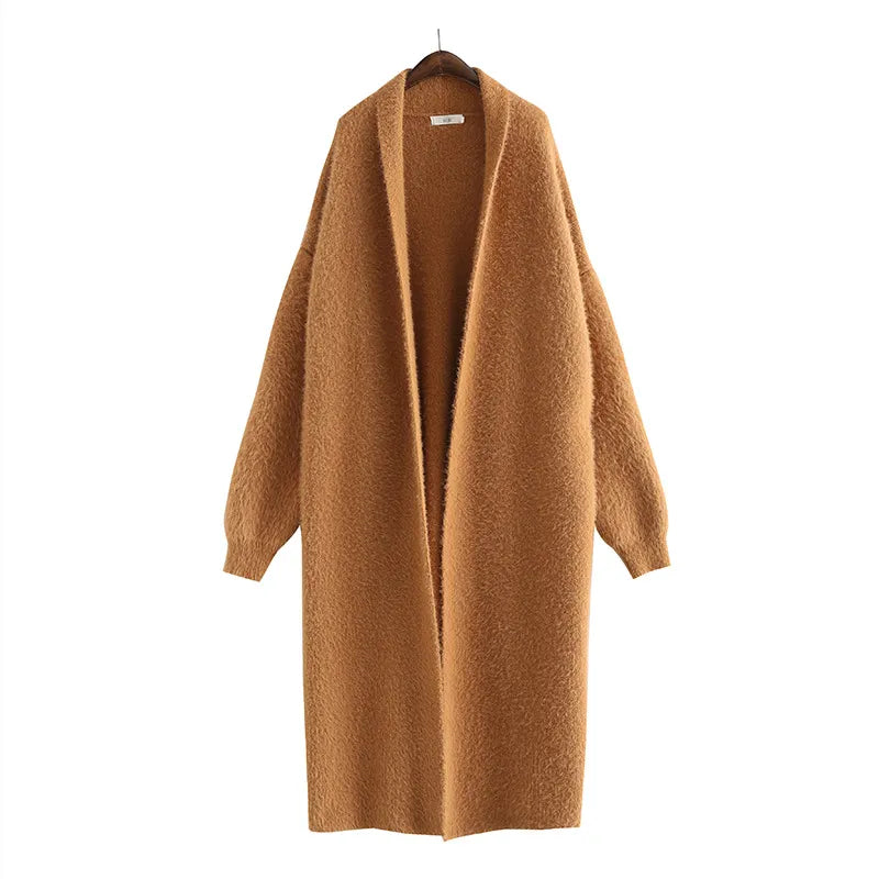 Damen Offener Langer Mantel Stil