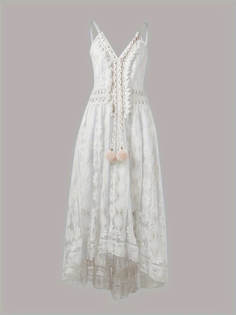Damen Maxi-Sommerkleid Spaghettiträger V-Ausschnitt Boho-Stil