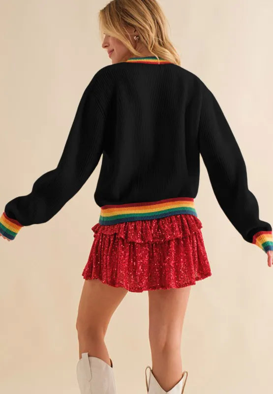 Weihnachtspullover Bunt Regenbogenfarben