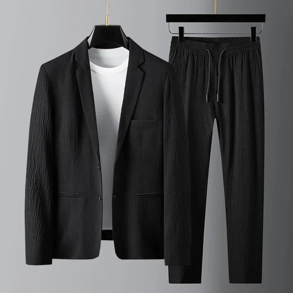 Herren Blazer Kordelzughosen Set