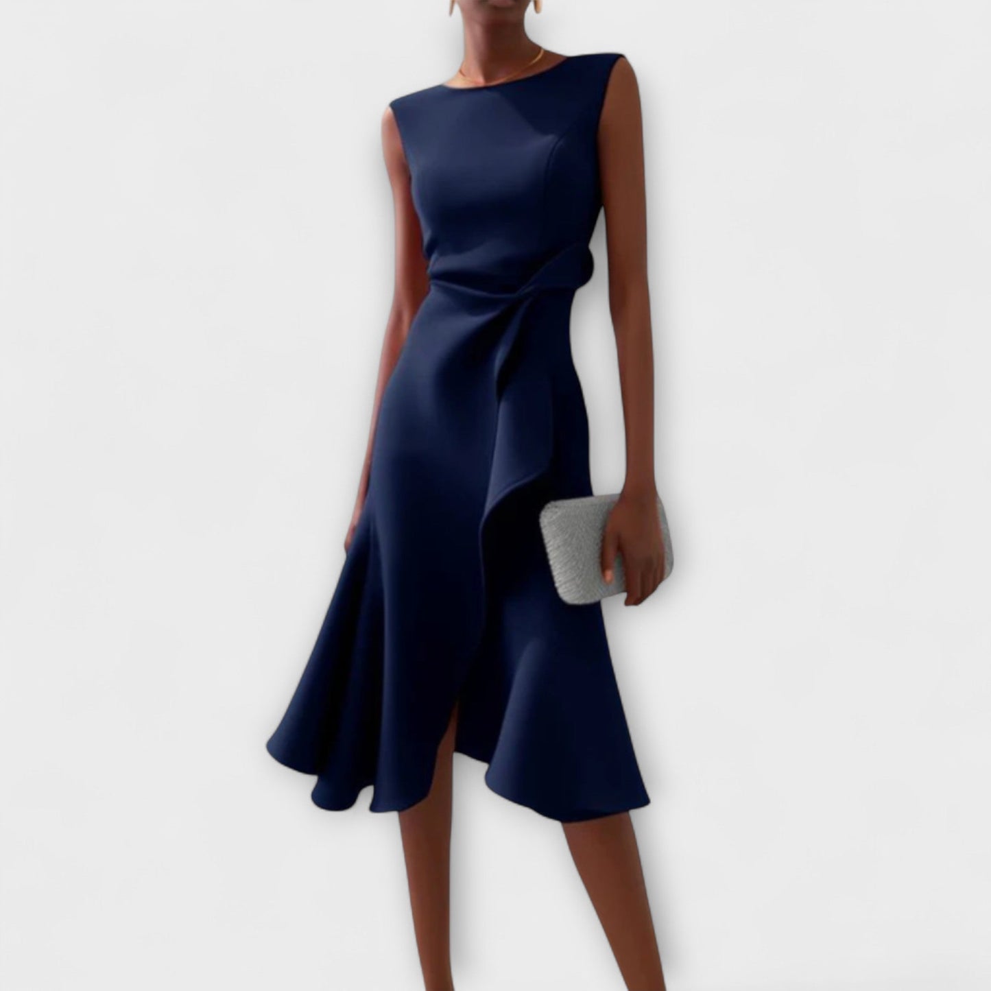 Damen Ärmelloses Rüschenkleid Midi Elegant