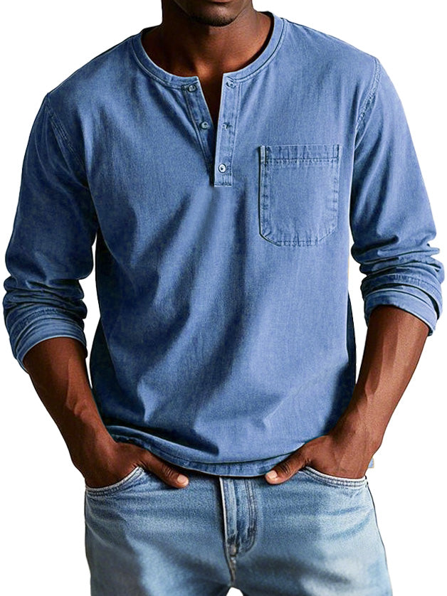 Herren Langarmshirt aus BaumwolleVintage Optik Weiß - Norvielle