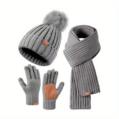 Damen Winterset Mütze Schal Handschuhe Touchscreen