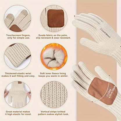 Damen Winterset Mütze Schal Handschuhe Touchscreen